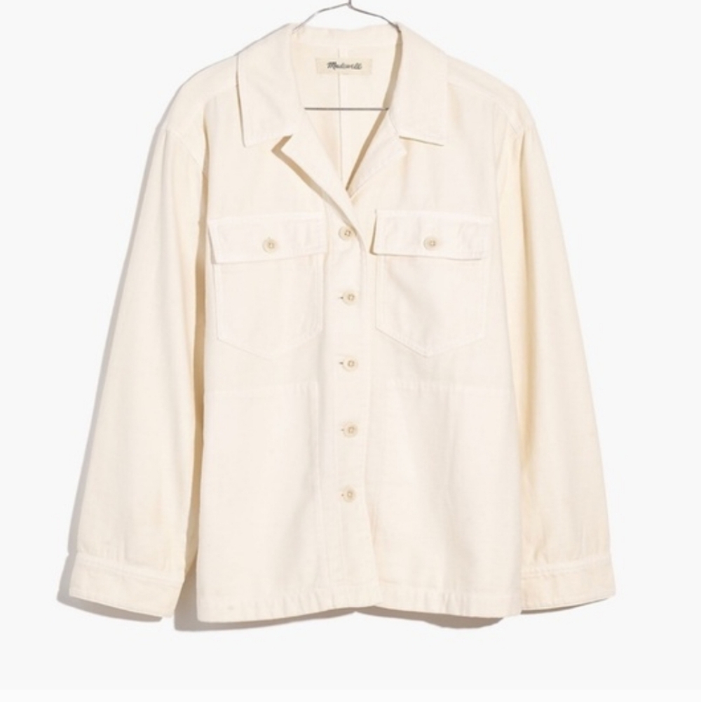 Madewell XXS White Ecru Button-Up Shirt Jacket Shacket